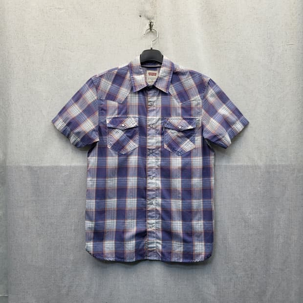 리바이스 체크 반팔 웨스턴 셔츠