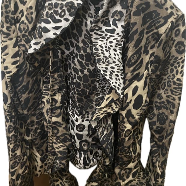 y2k 갸루깔 호피 프릴 블라우스