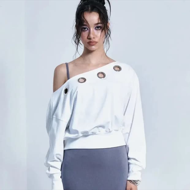 플리즈노팔로우 Kealy Eyelet Off-Shoulder 롱슬리브