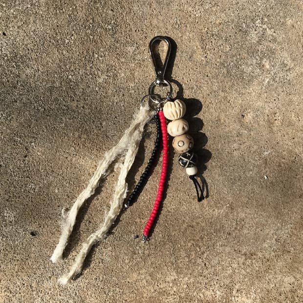 fabric woodball Keyring (handmade)