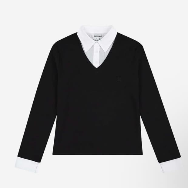 사파리스팟 스쿨 셔츠 슬리브 블랙 화이트