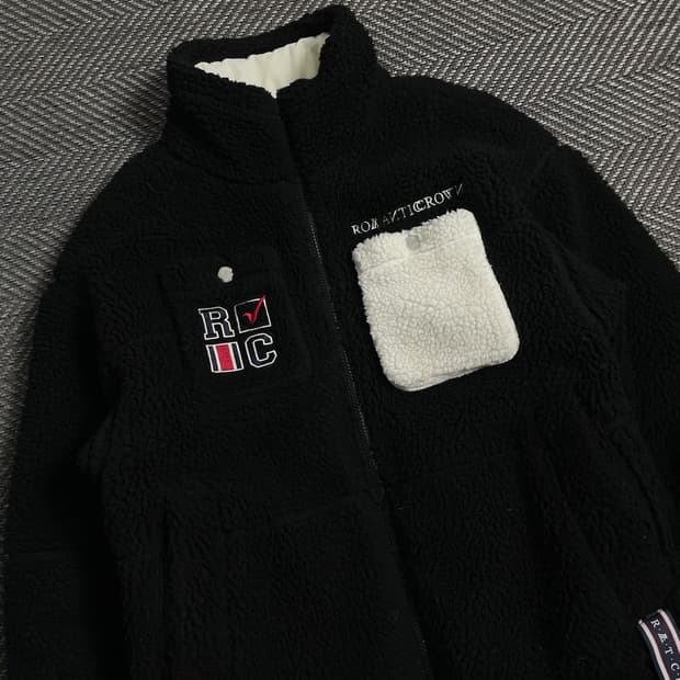 로맨틱크라운 포켓 파카 헤비 플리스 블랙y 3975