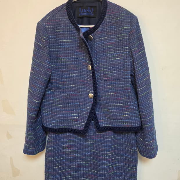 럭키슈에뜨 트위드 투피스 세트 (36/38사이즈)