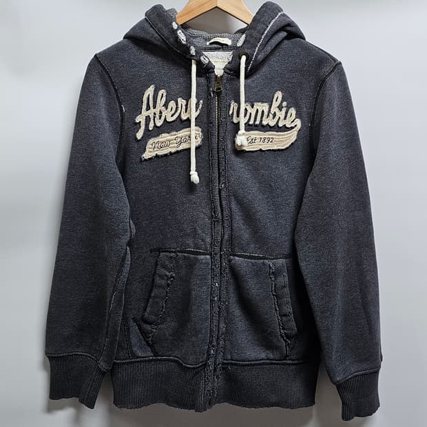 아베크롬비 후드집업 데미지 워싱 S