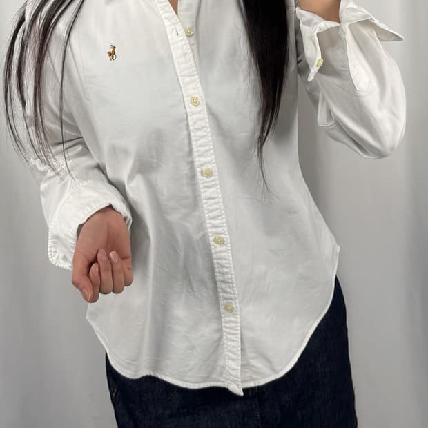 폴로 슬림핏 화이트 셔츠