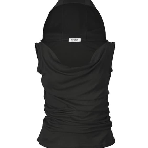 세릭 셔링 후드 슬리브리스 차콜