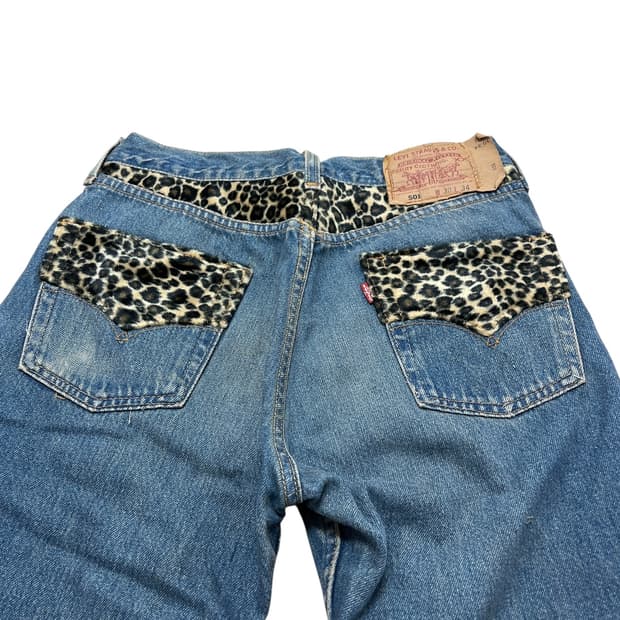 90s 리바이스 501 레오파드 커스텀 데님 