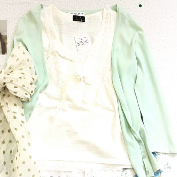 민트 가디건 아이보리 이너 상의셋