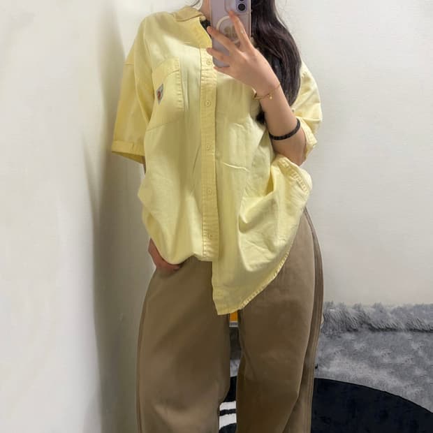 칼하트 y2k 아방핏 옐로우 셔츠(m)