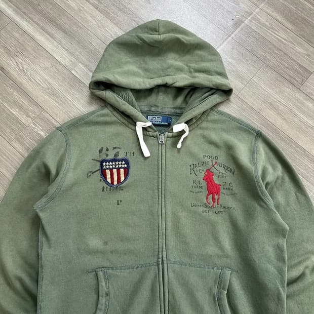 폴로 랄프로렌 빈티지 카키 빅포니 후드티