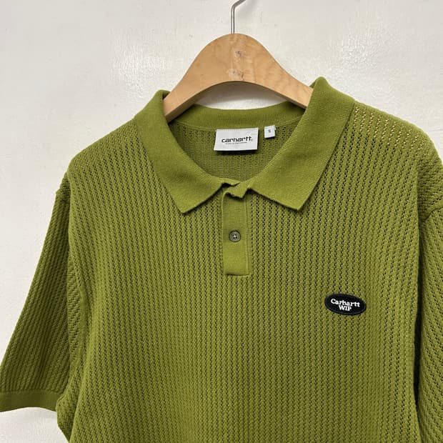 칼하트 WIP 올리브색 니트 반팔 폴로티