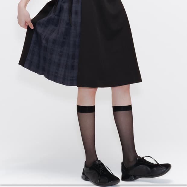 미세키서울 Side bow pleats midi skirt