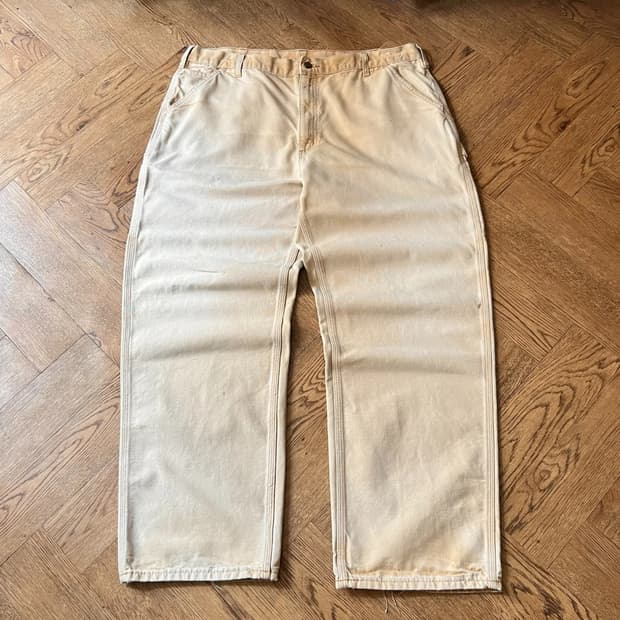 [40]칼하트 USA 빈티지 페이딩 브라운 싱글니 카펜터 워크 팬츠