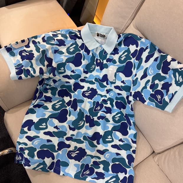 Bape ABC 카모 카라 반팔티 L