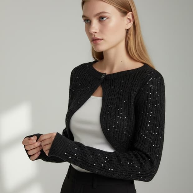 한섬 타임 딥그레이 울 크롭 가디건(Free)