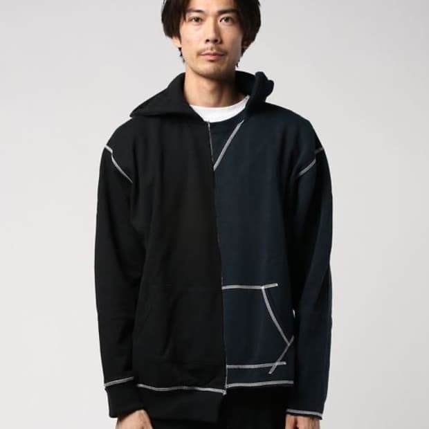 지에다 비대칭 후디 - 블랙 2사이즈