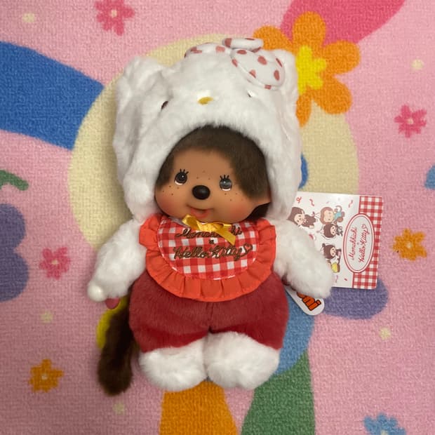 [새상품] 산리오 키티 몬치치 헬로키티 깅엄체크 몬치치 레드