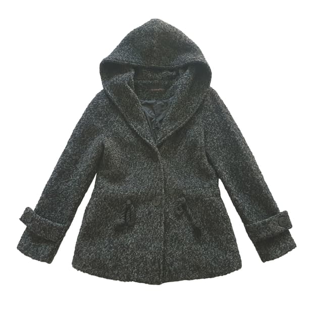 울 후드 라인 숏코트