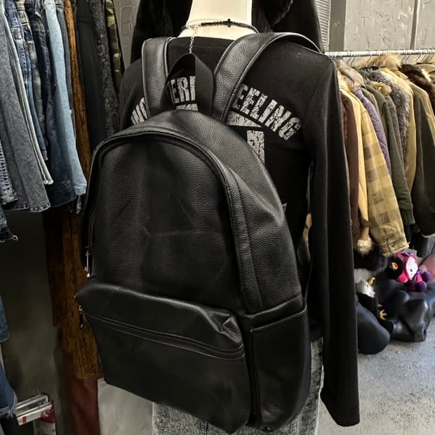 black leather backpack