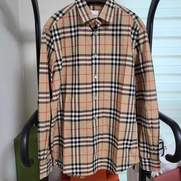 22SS 버버리 체크 코튼 포플린 셔츠 L