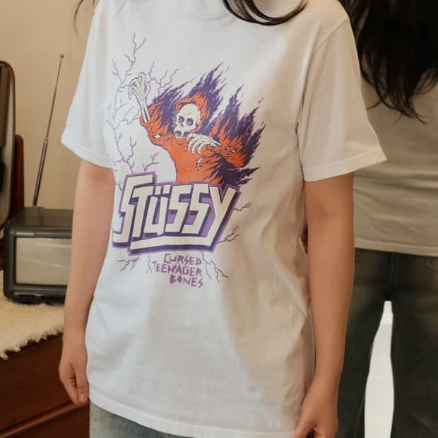 올드 스투시 00s cursed teenager bones 스컬 티셔츠