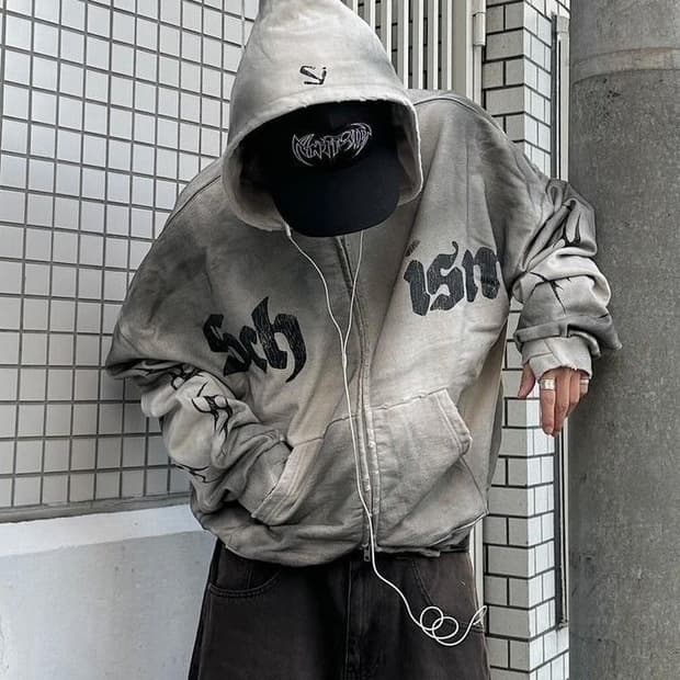 스키즘 인듀싱 더티워싱 후드집업 L