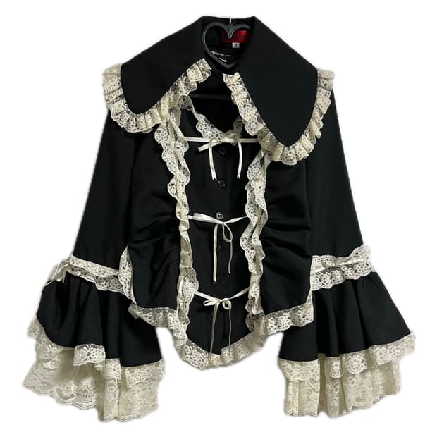 일본 빈티지 로리타 고스 로리 하데소매 블라우스 탑