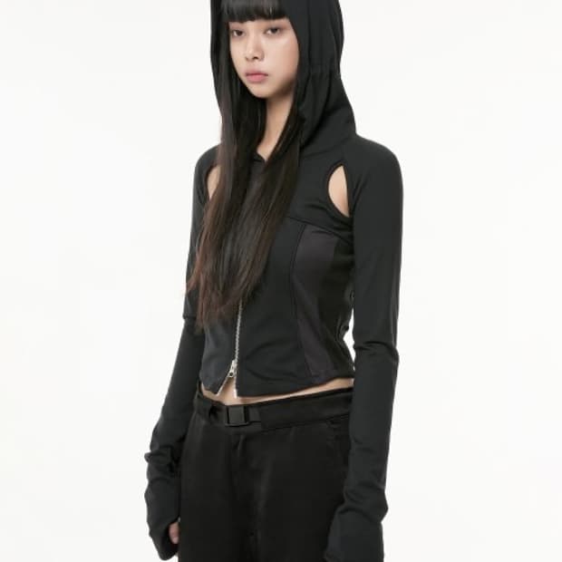 플레어업 컷아웃 후디드 집업