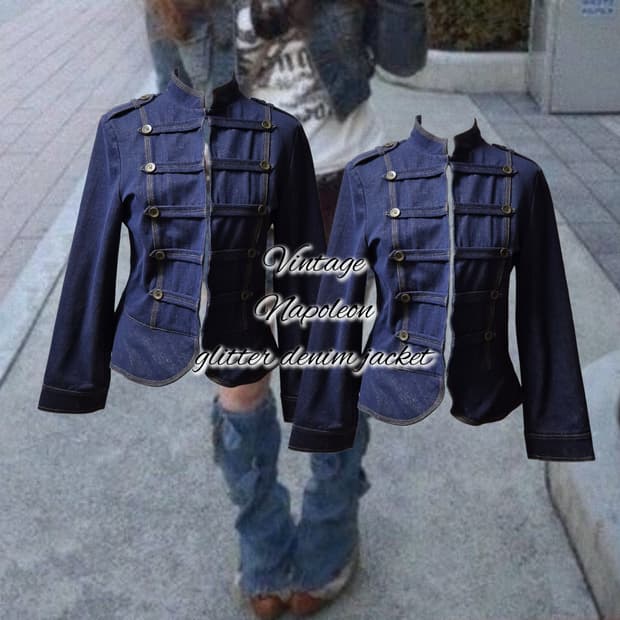 Vintage Napoleon glitter denim jacket