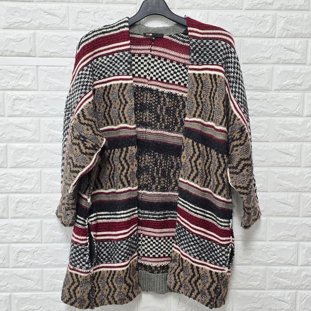 택포) Free 마쥬 패턴 양면 롱 가디건 