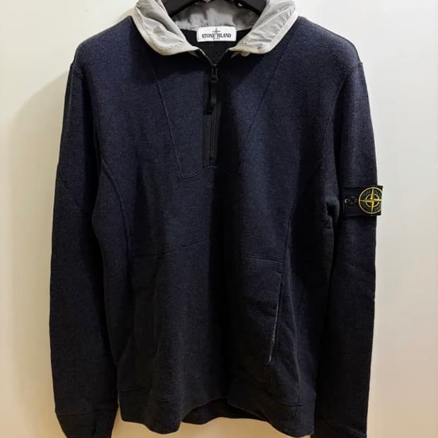 스톤아일랜드 정품 나일론후드 하프집업
