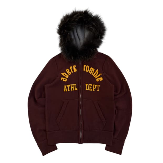 대장급 아베크롬비 딱붙핏 울프죠 퍼 후드집업 버건디