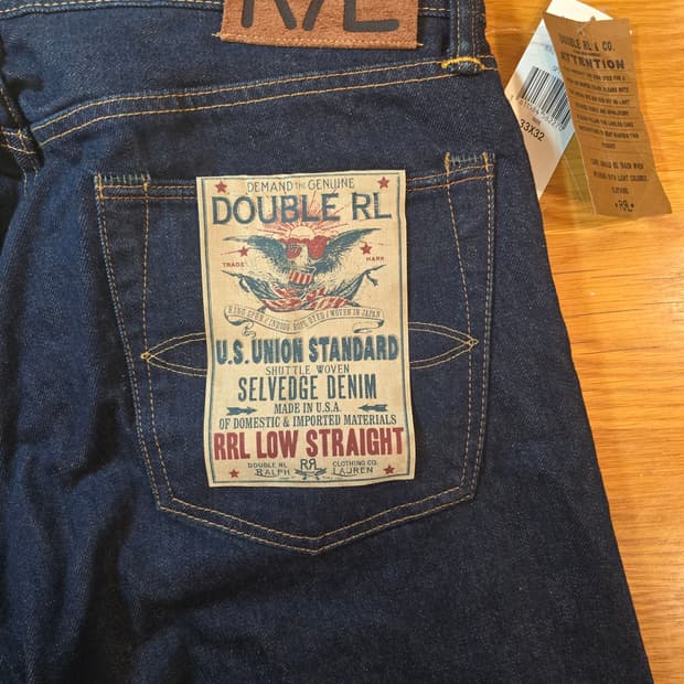 (새상품) 더블알엘 RRL 로우 스트레이트 셀비지 33인치 (33x32)