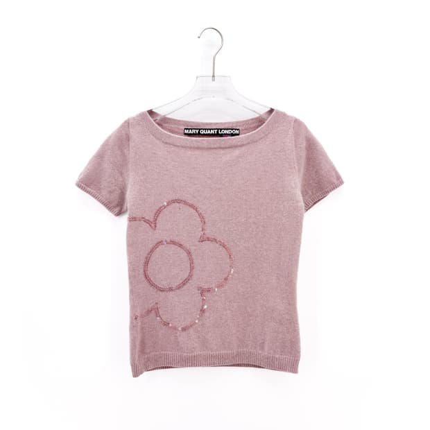 마리퀀트런던 플라워 스팽글 반팔 니트