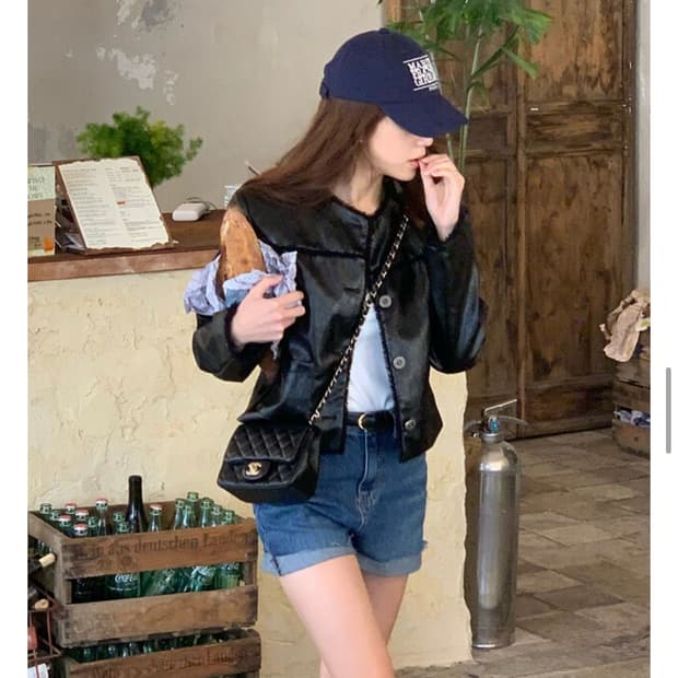 위드블룸 트위드 레더자켓