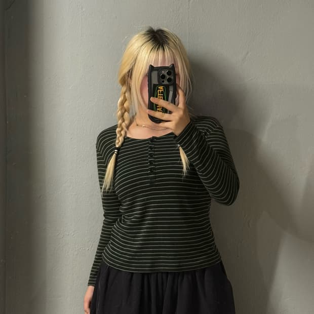 stripe pattern button-up long sleeve