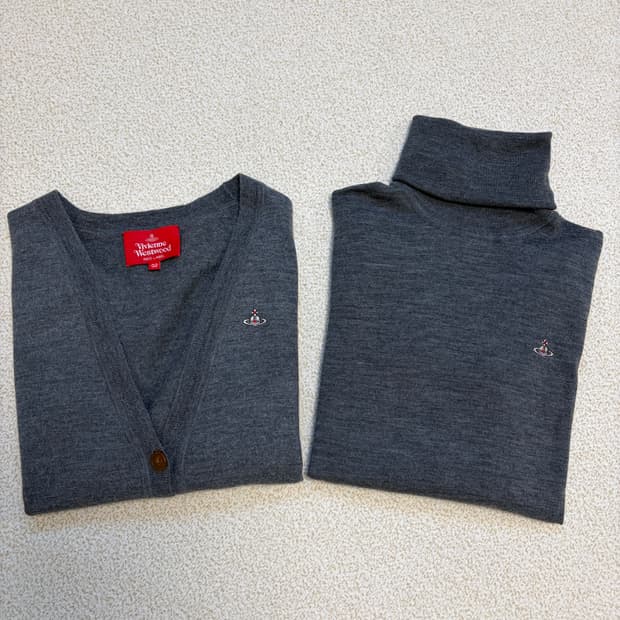 세트 비비안웨스트우드 하이넥 니트,가디건 앙상블