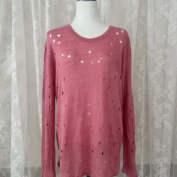 S) 이로 IRO 린넨 롱슬리브 티셔츠 핑크