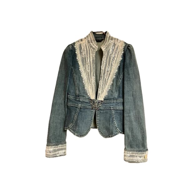 ANA CAPRI 안나 카프리 버터플라이 레이스 데님 자켓 M