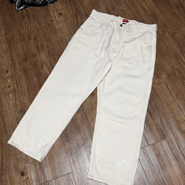 반스 스케이트 체크-5 루즈 아이보리 데님 팬츠