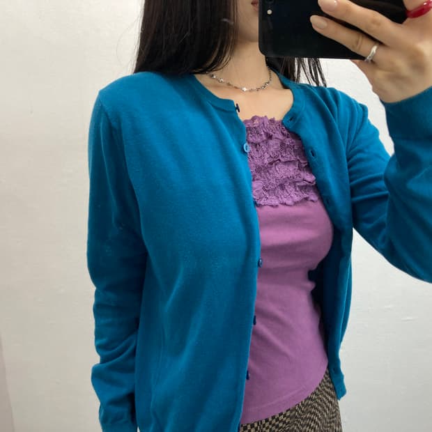 유니클로 블루 가디건