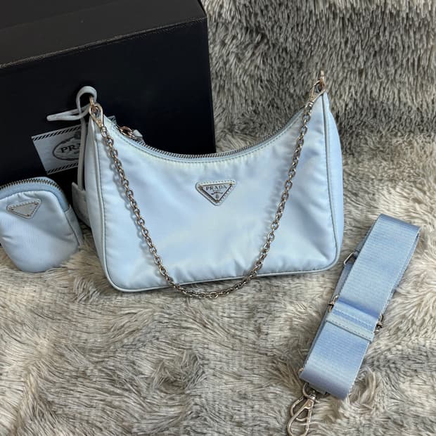 프라다 리나일론 리에디션 2005 테수토 호보백 블루