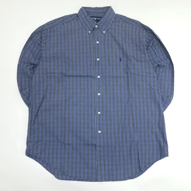 Co854 XL 폴로 랄프로렌 블루블랙 마이크로체크 긴팔 셔츠 남방