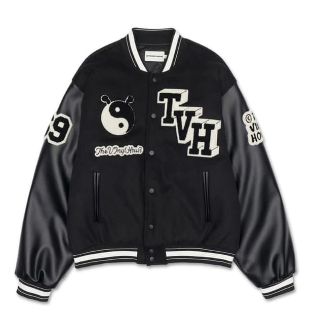 더바이닐하우스 음양 바시티자켓 블랙