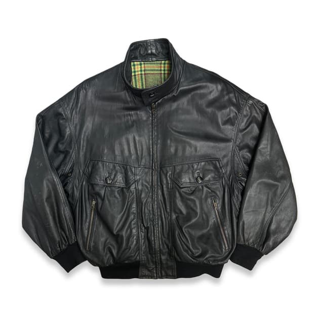 80s HUGO BOSS 레더 봄버 자켓 L