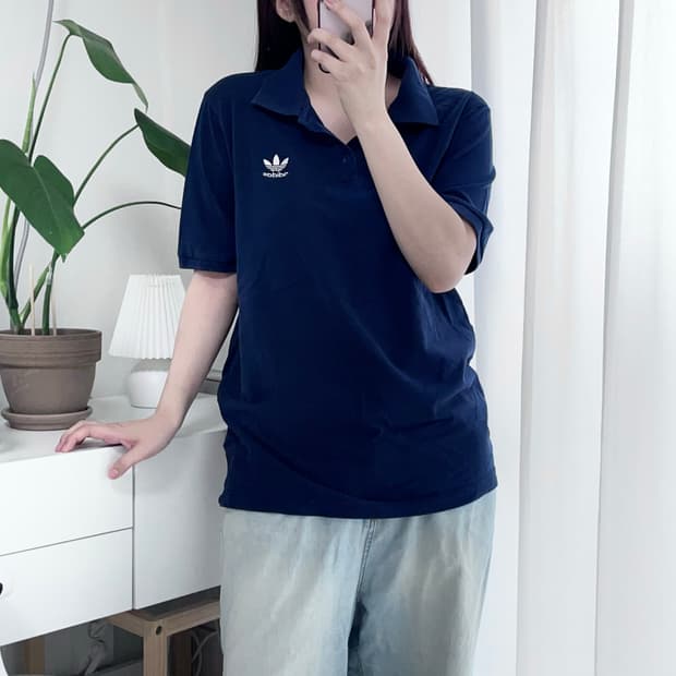 아디다스 네이비 트레포일 반팔카라티 [ M ]