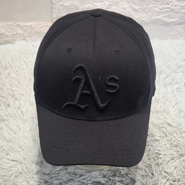 L7-9:MLB 오클랜드 애슬레틱스 블랙 로고 볼캡 57cm