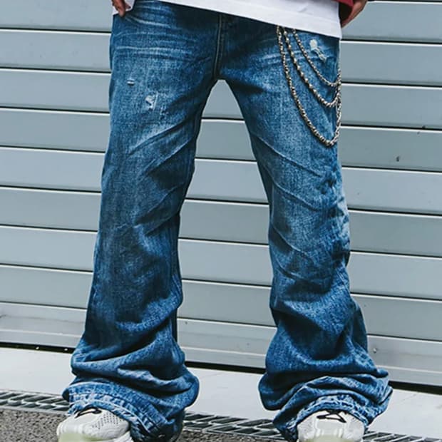 로어링라드 플레어 워시드 데님 팬츠 블루 M