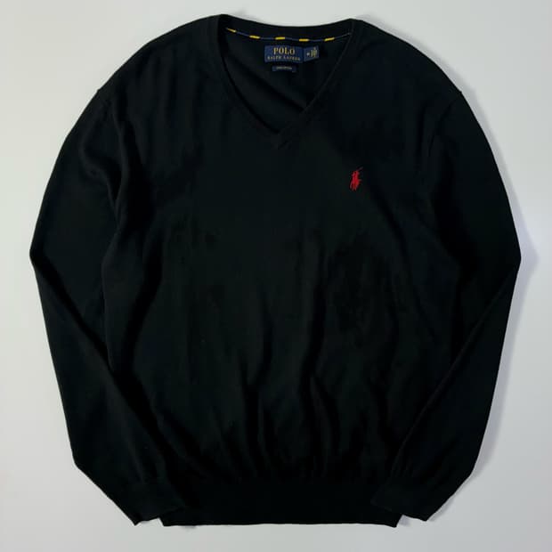 Polo  폴로 랄프로렌 자수 피마코튼 브이넥 니트  