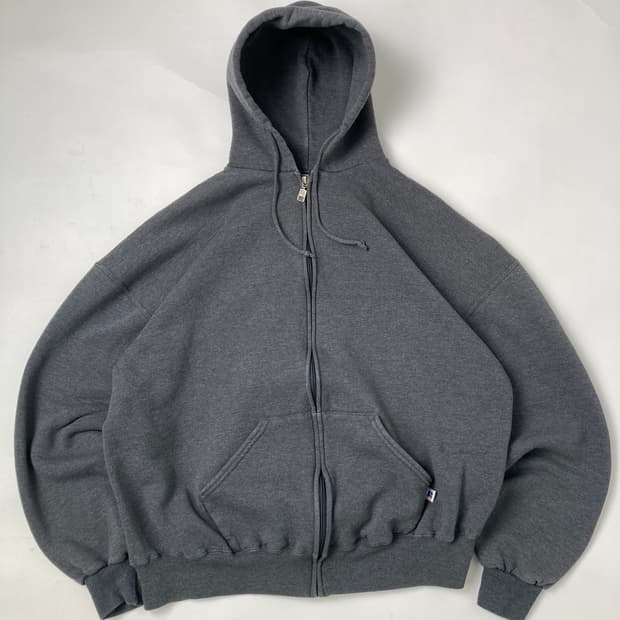 90s Russell Zip Up Hoodie (charcoal)